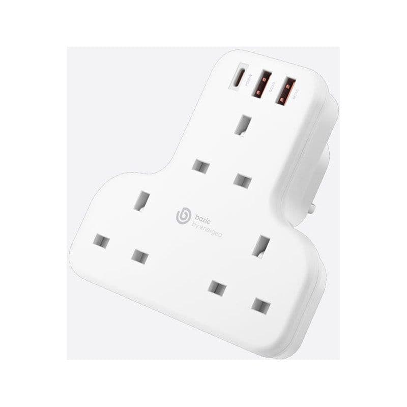 Bazic Goport Trio, Extension Wall Charger With Built-In Usb Output - White