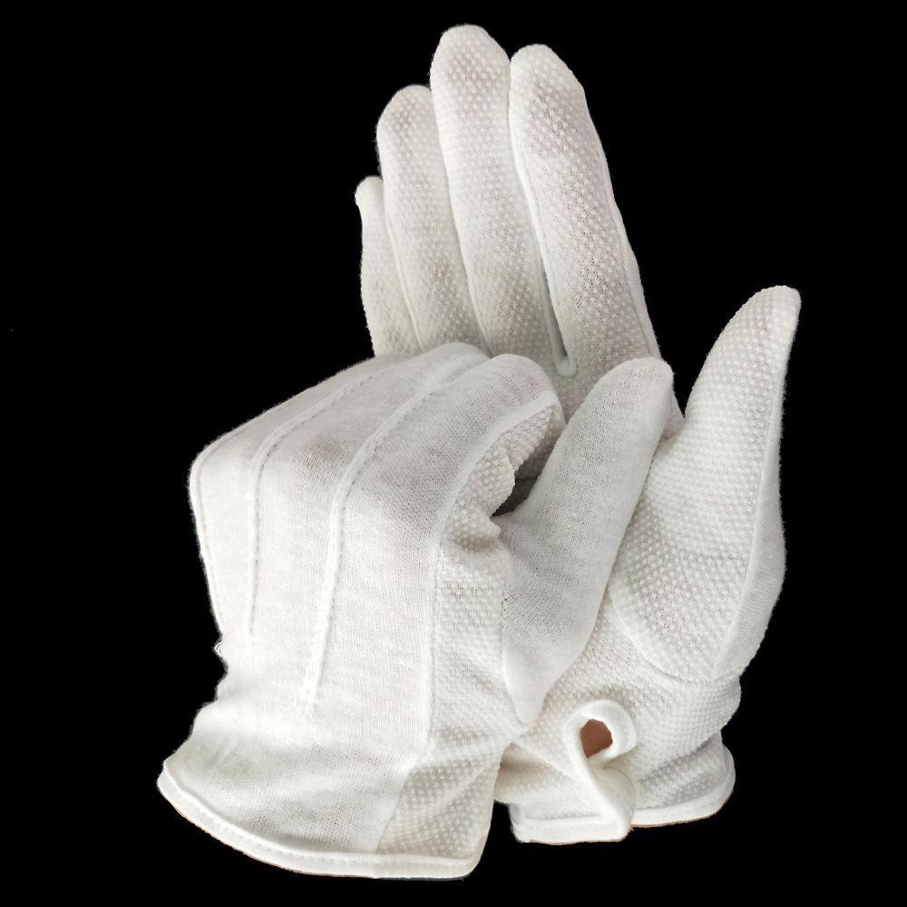 Anti Slip White Cotton Gloves With Pvc Dot Palm For Driving L