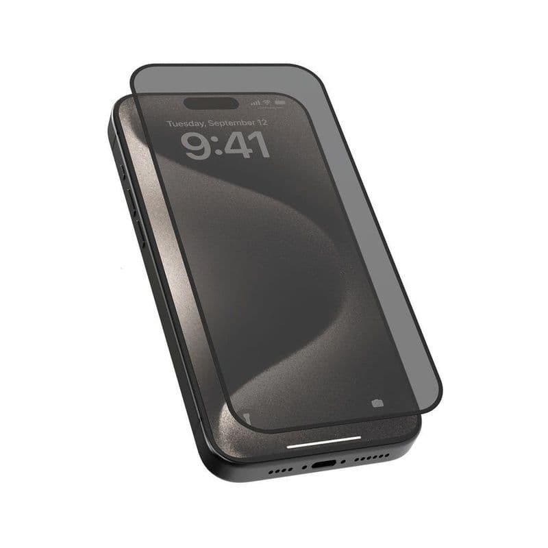 Levelo 2.5D Silk Print Silicone Edge Privacy Screen Protector -Iphone 16 Plus- Privacy