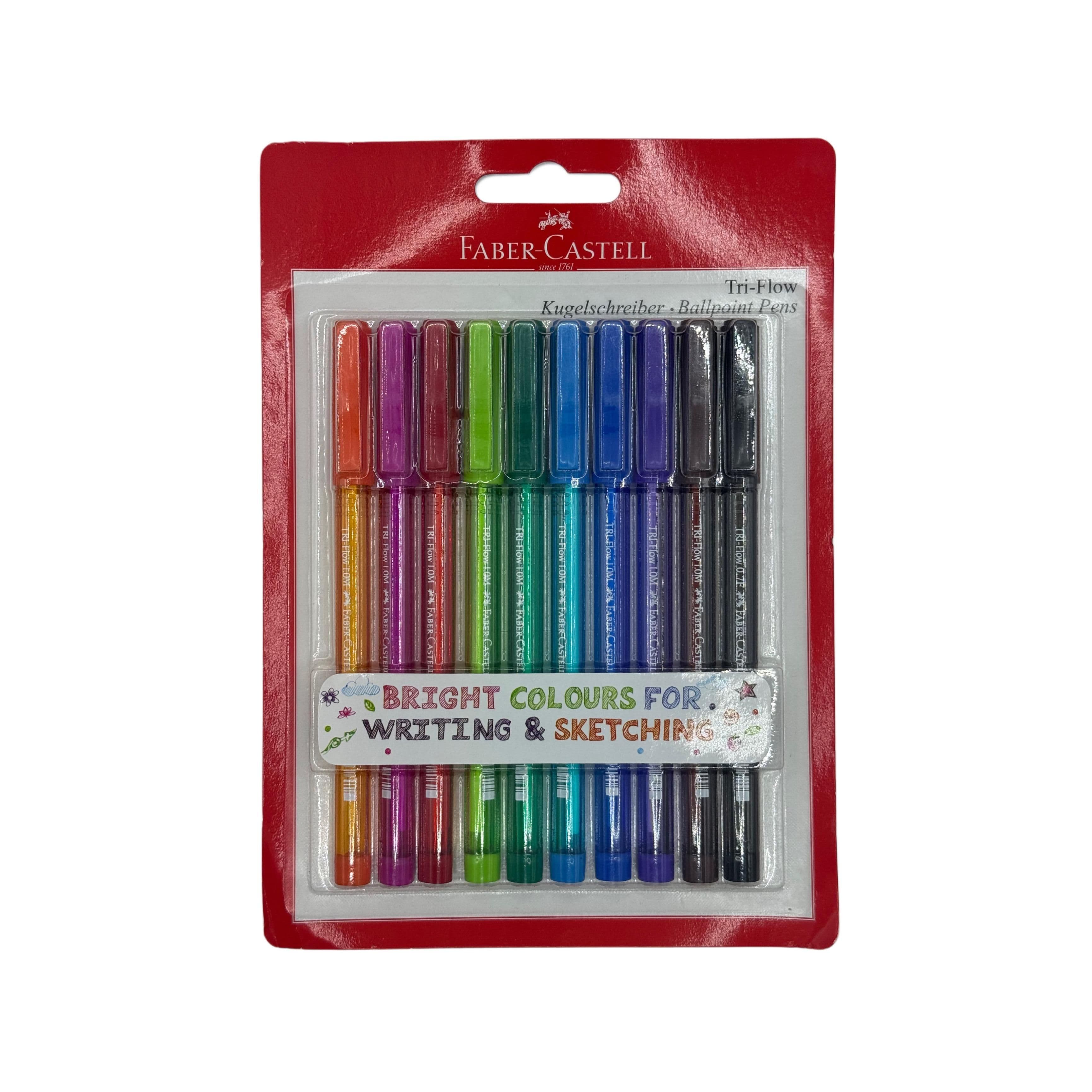 Faber-Castell Tri-Flow Ball Pen Set (10 Bright Colors)
