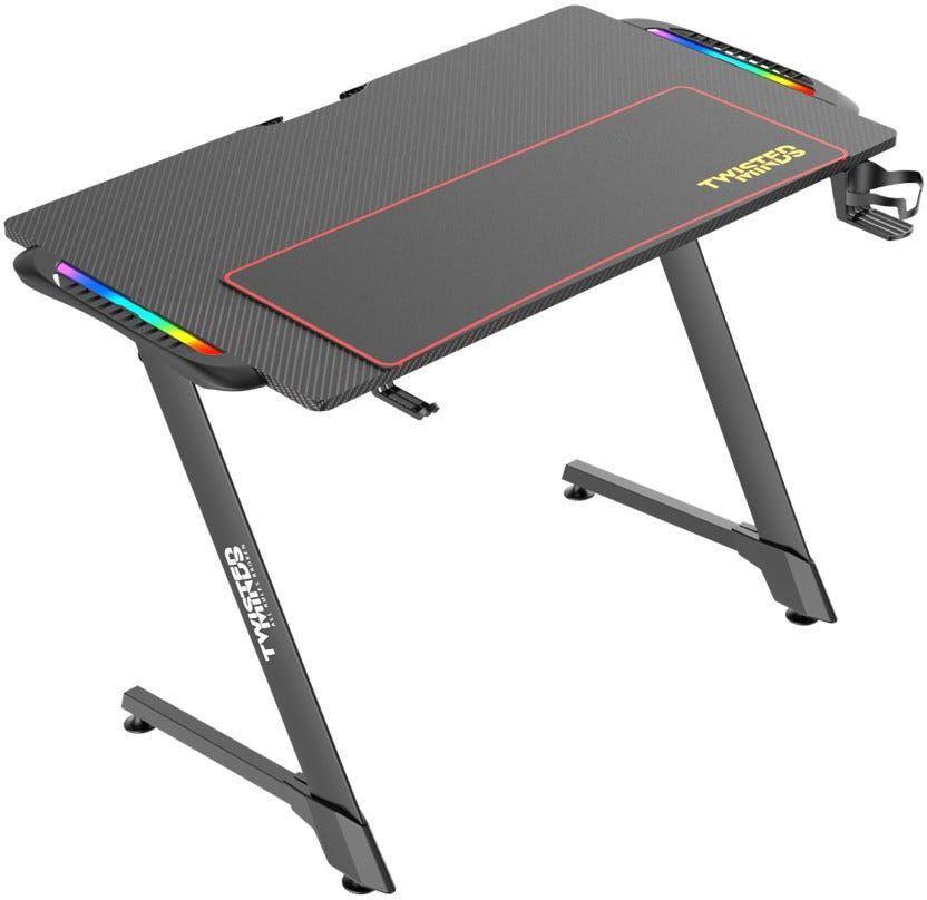 Twisted Minds Z Shaped Gaming Desk Carbon Fiber Texture - Rgb