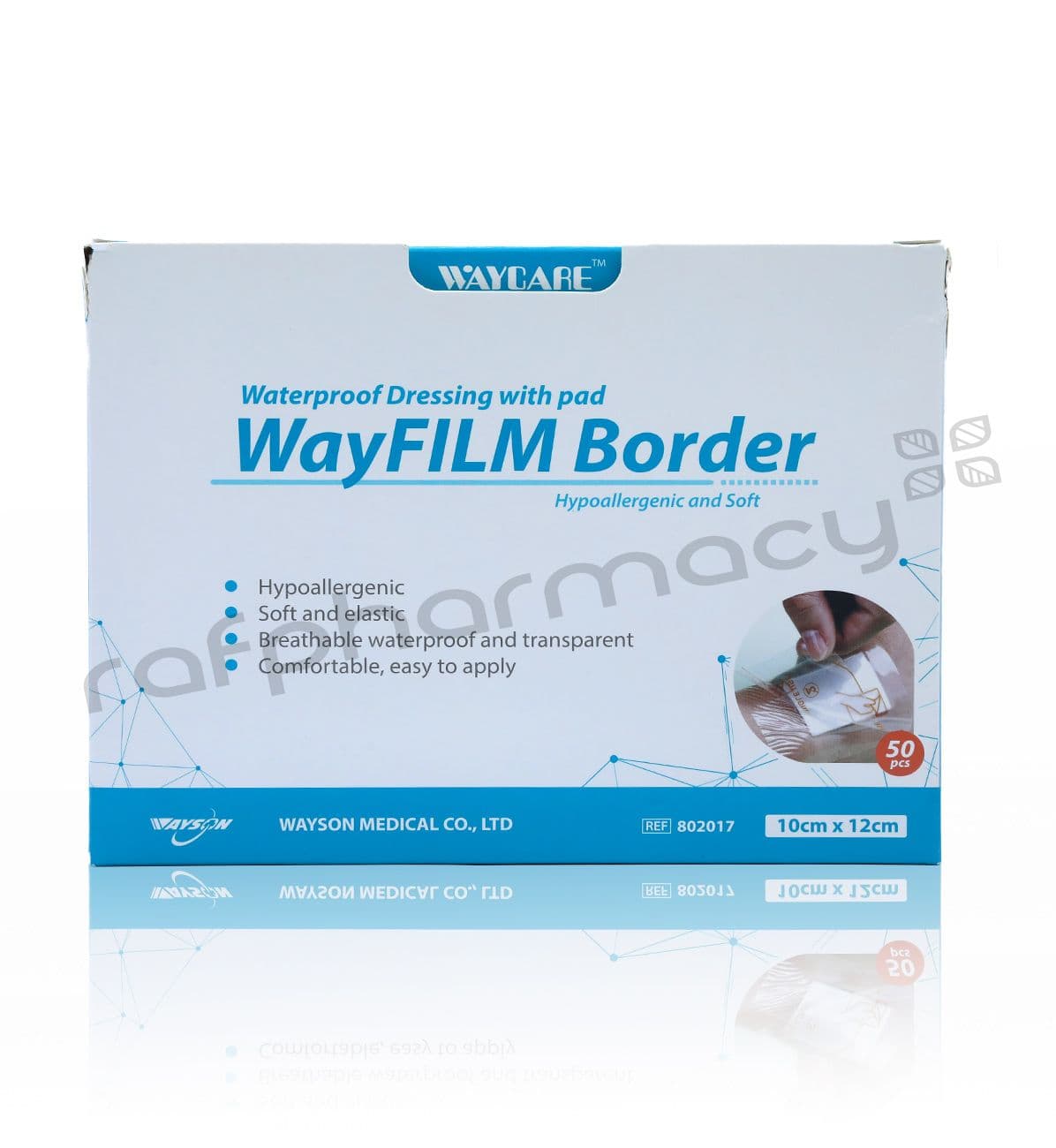 Waycare Waterproof Transparent Plaster (10 x 12 cm, 50's)