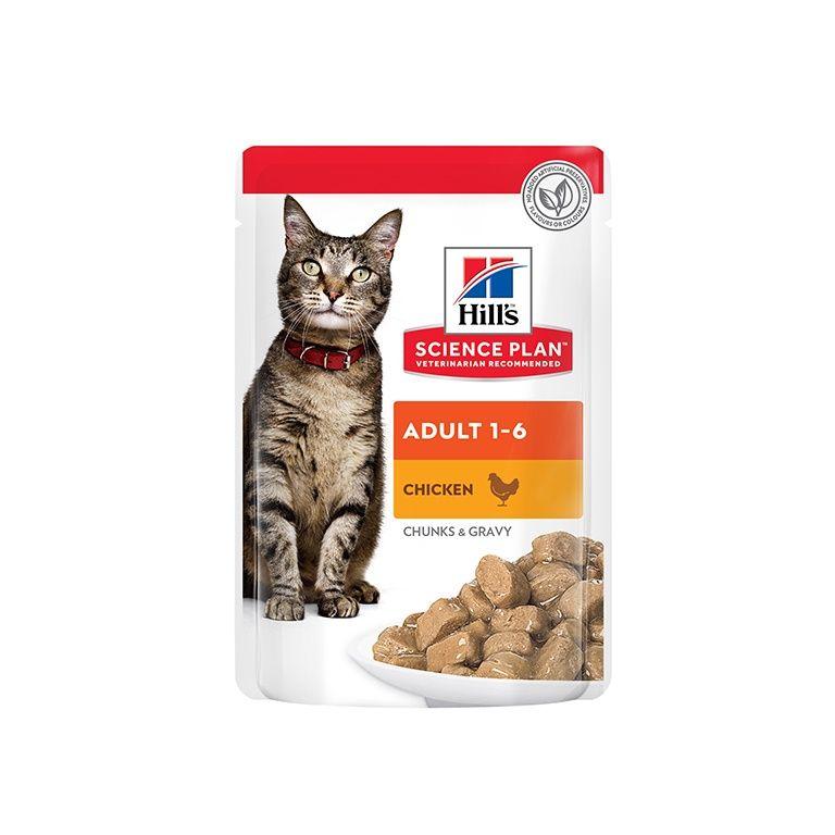 Hill's Science Plan Adult Wet Cat Food Chicken Pouches 85gx12