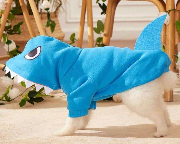 Pet Shark Costume Hoodie, Blue (Large)