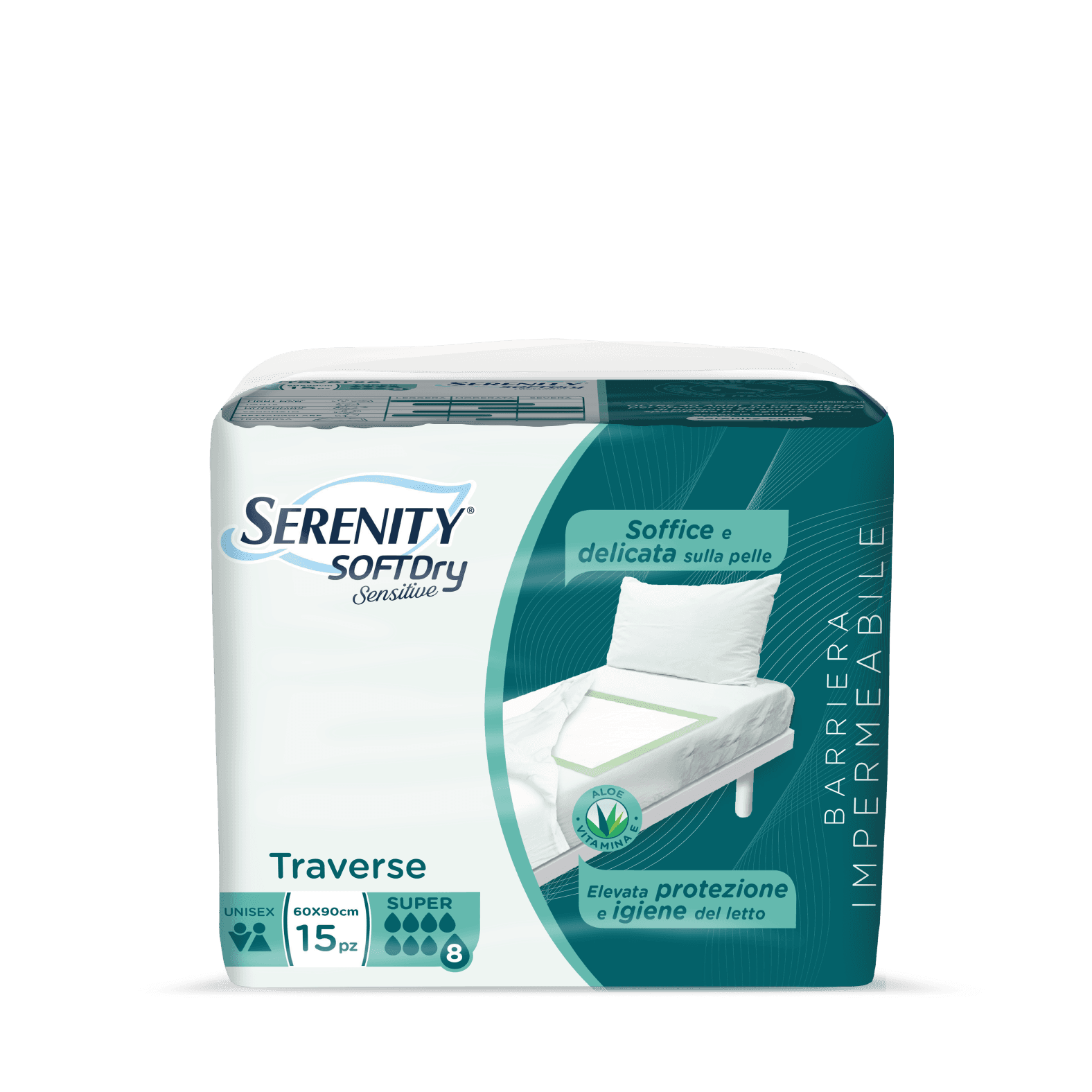 Serenity Underpad Soft Dry Sensitive Super Aloe 60X90 15PC