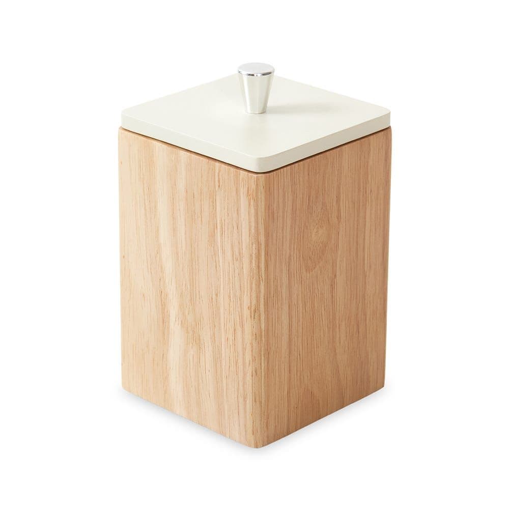 Vicent Wood Canister With Lid, Light Brown & White - 11X15Cm