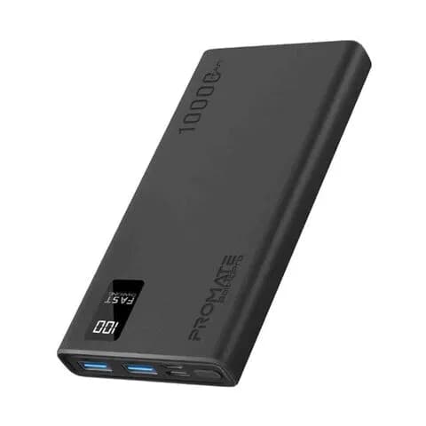 Promate 10000Mah Compact Smart Charging Power Bank With Dual Usba Usbc Output Bolt10Pro Bl