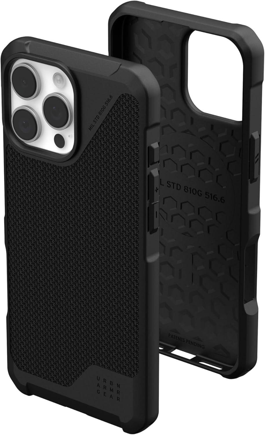 Uag Metropolis Lt Magsafe For Iphone 16 Pro Max Kevlar Black,8 Ft/5.4 Meters Drop Protection,Sculp