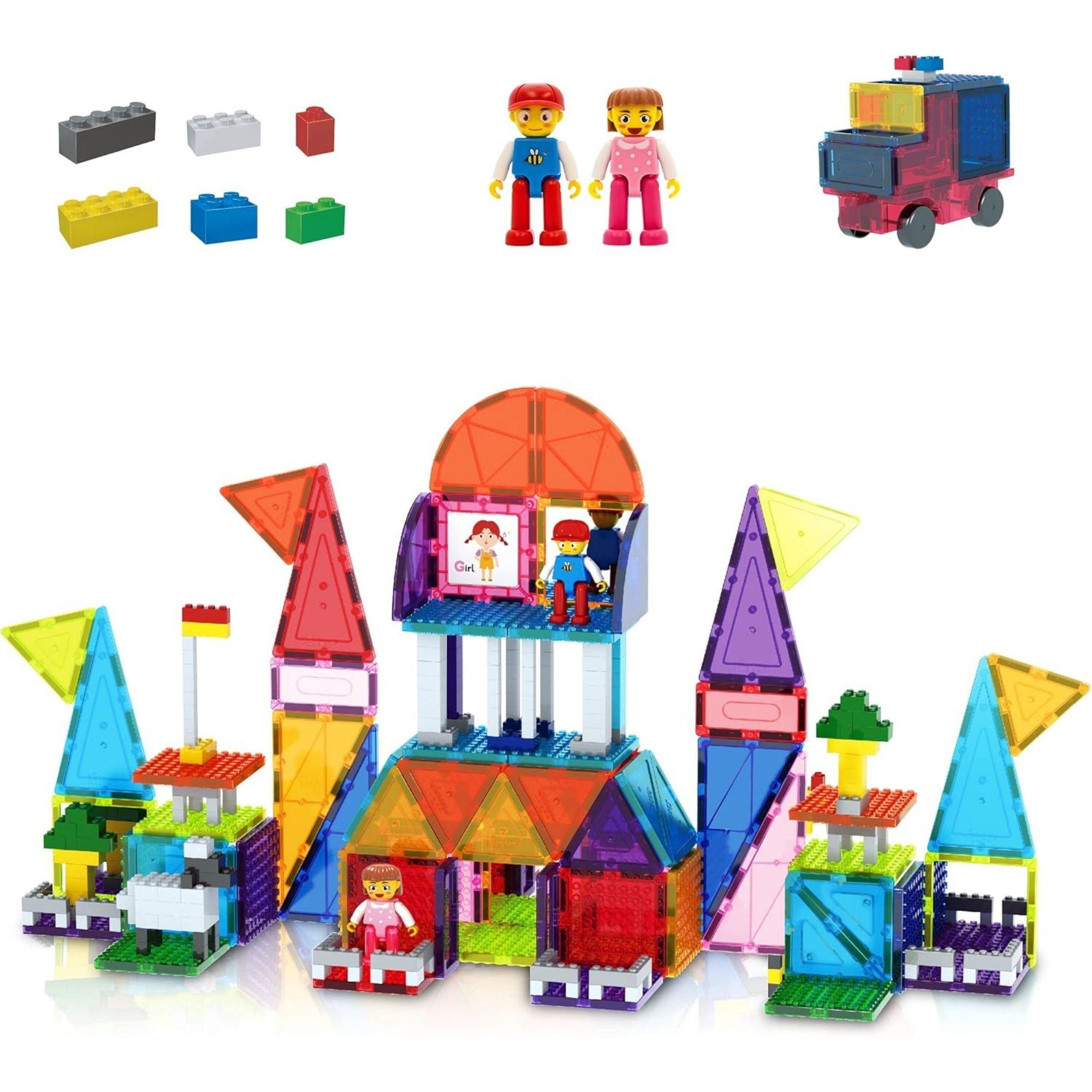 Picassotiles Brick Blocks And Magnet Tile Combo Building Block Set (333 Pieces)