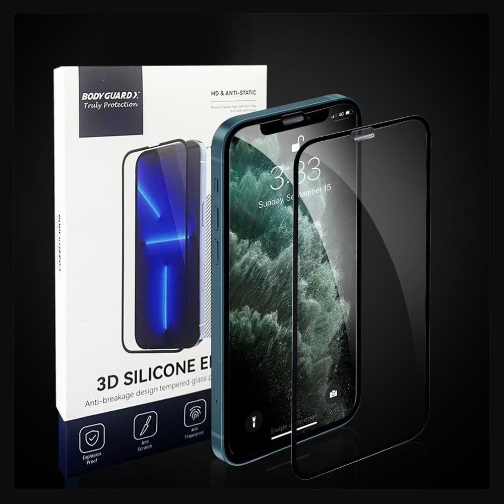 Bodyguardz Iphone 15 Pro Max Silicon Edgetempered Clear Glass Screen Protector
