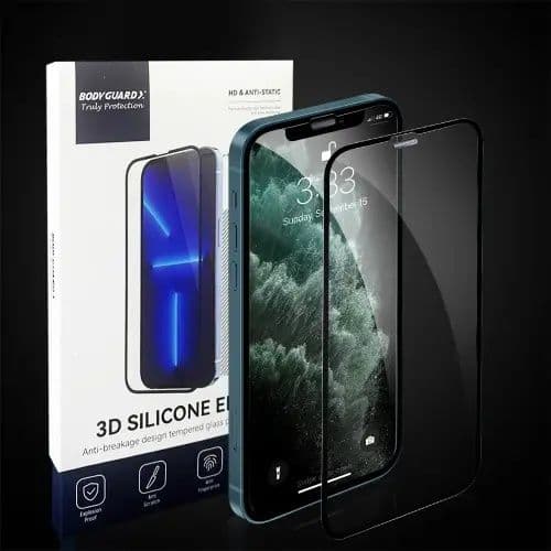 iPhone 13 Silicon Edge Tempered Clear Glass Screen Protector -Bodyguardx