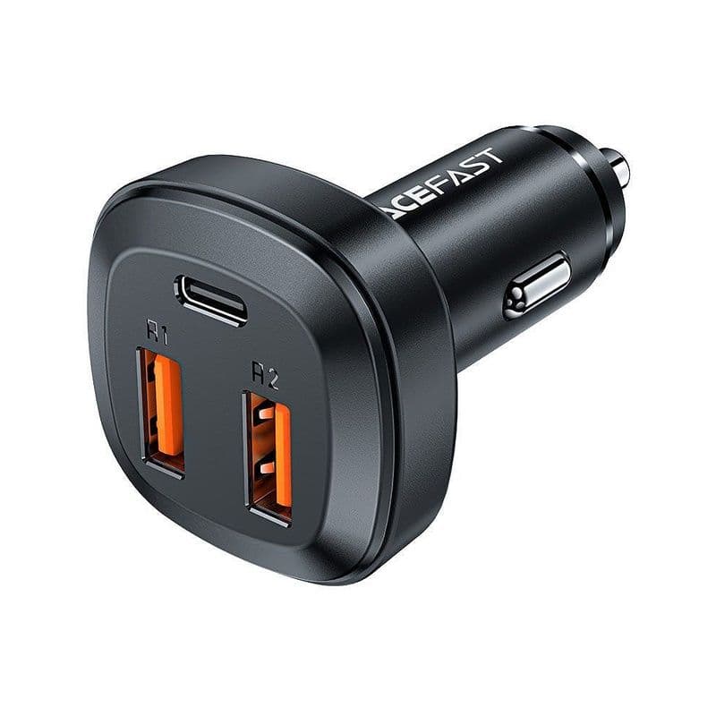 Acefast B9 66W(2Usb-A+Usb-C) Three Port Metal Car Charger Black