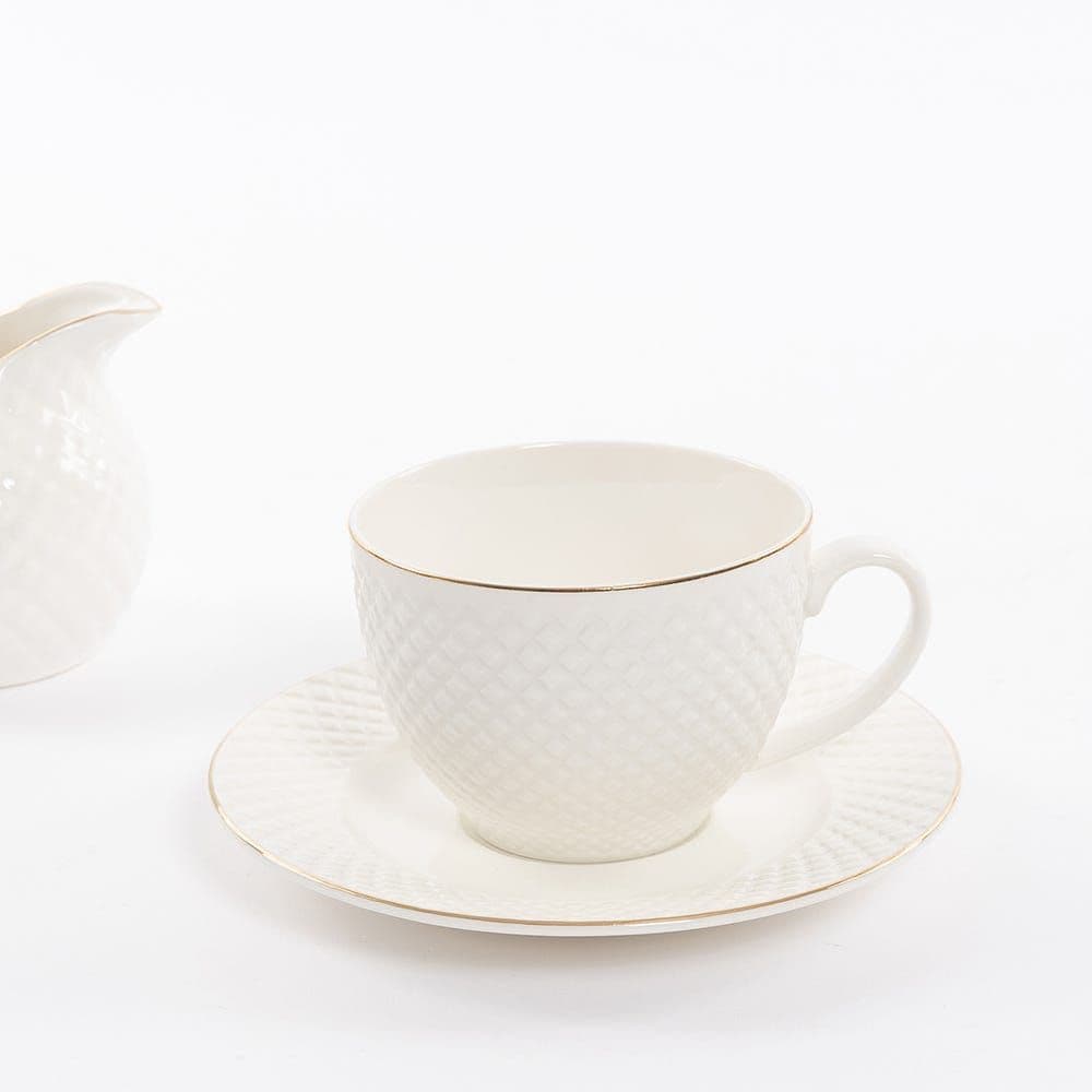 Alba Tea Cup & Saucer, White - 220Ml