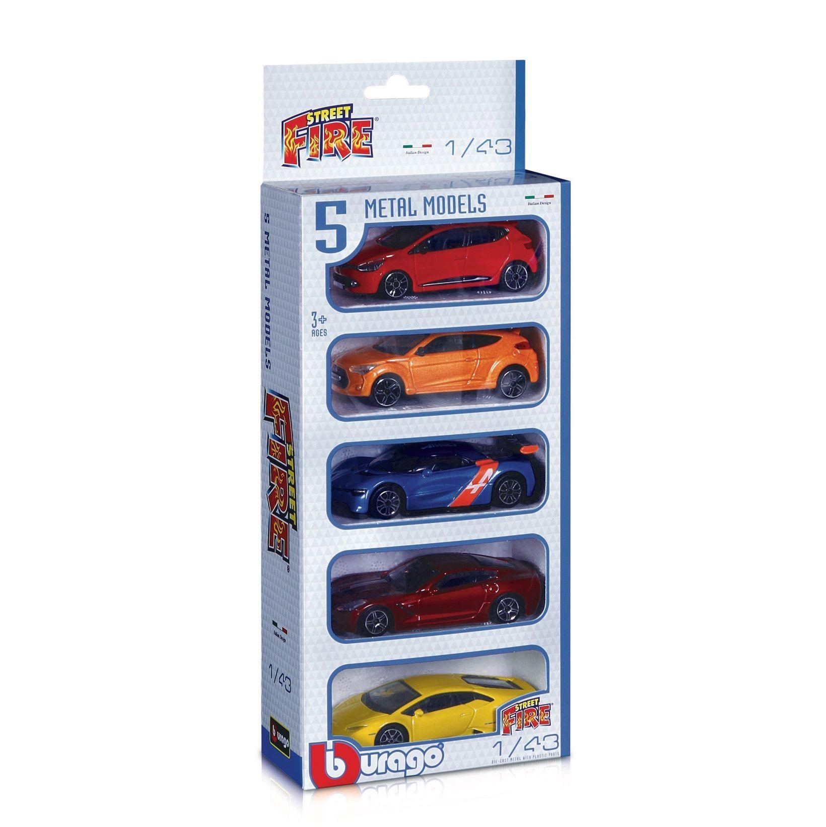 Bburago Street Fire Vehicles (1:43, 5 Pack, Styles May Vary)