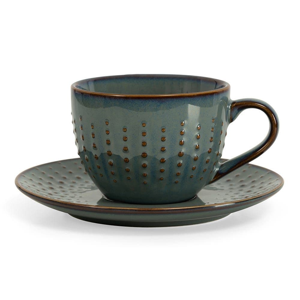 Drops Porcelain Cup & Saucer, Celadon - 250 ml