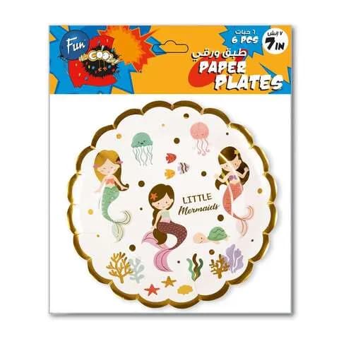 Fun Paper Plate 7In 6Pcs Little Mermaid