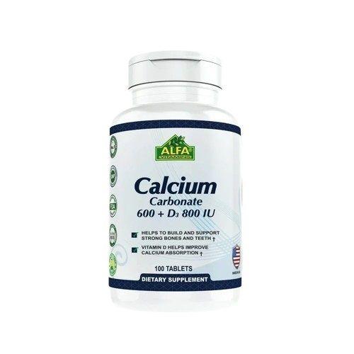 Alfa Calcium Carbonate 600+D3 800 Iu 100 Tab  