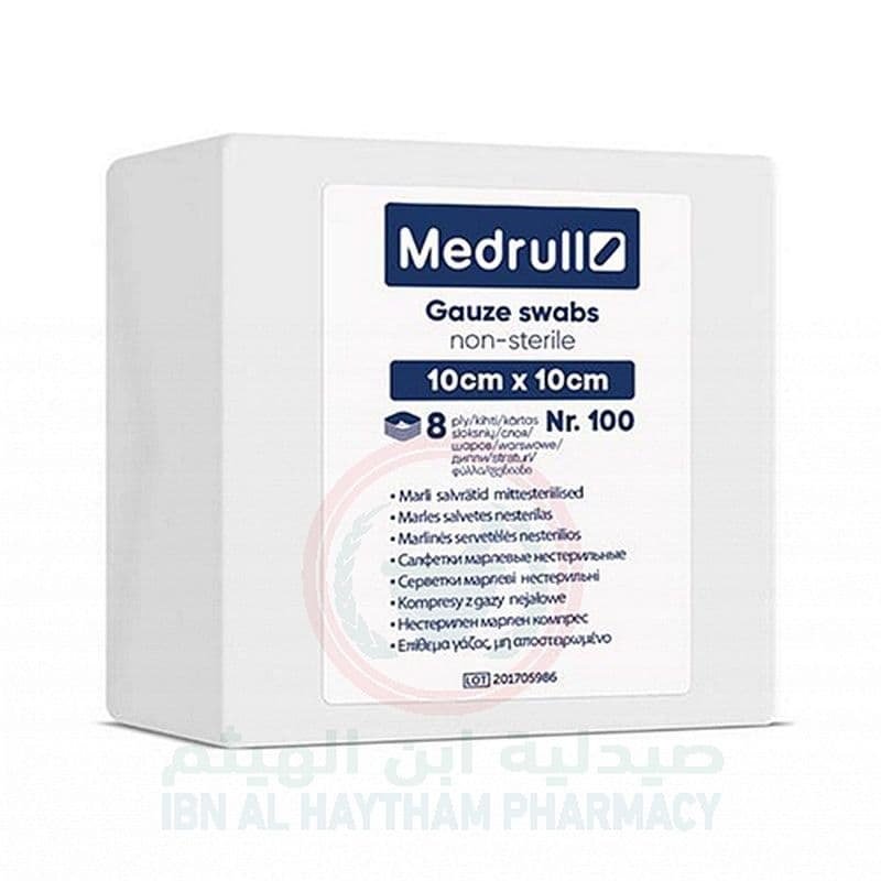 Medrull Gauze Swab Non-Sterile 10*10 8Ply 100'S