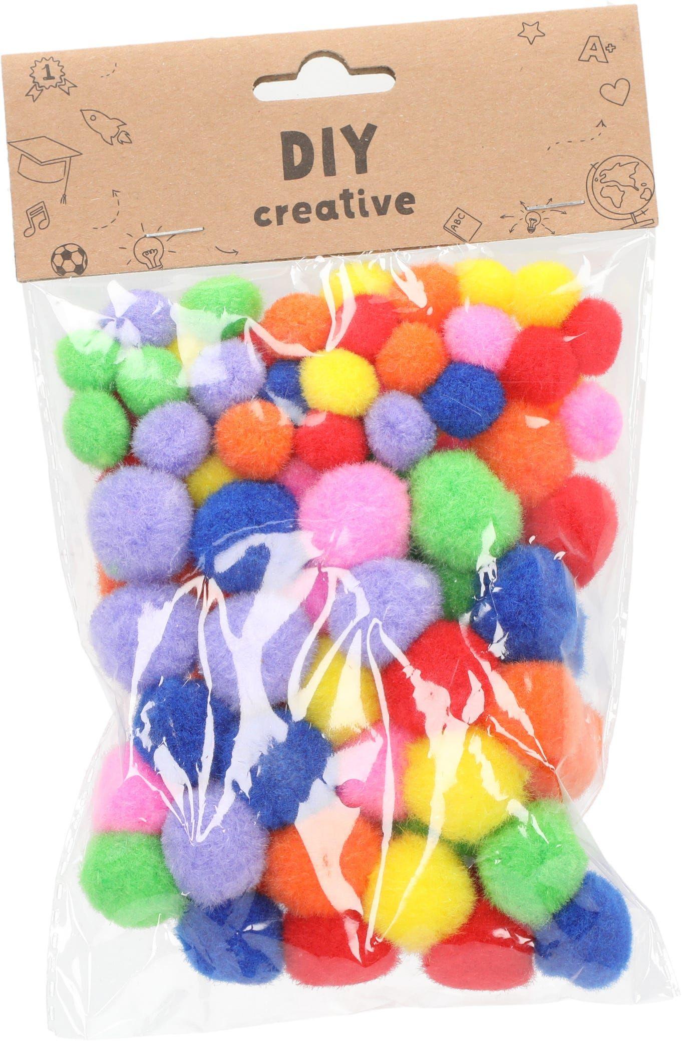 Pompoms 100Pcs Assorted Size 2.5Cm(50Pcs), 1.5Cm(50Pcs) Assorted Color-Bj2311043