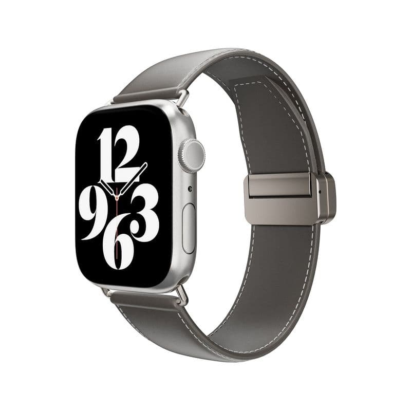 Switcheasy Classic Genuine Leather Watch Band With Magnetic Lock For Apple Watch S 4-9 42/44/45/49Mm - Grey