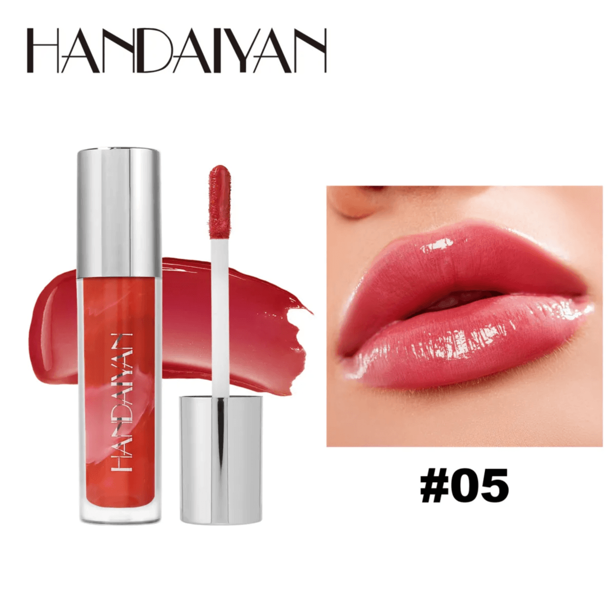Handaiyan Women Simple Marble Mirror Moisturizing Lip Glaze 5