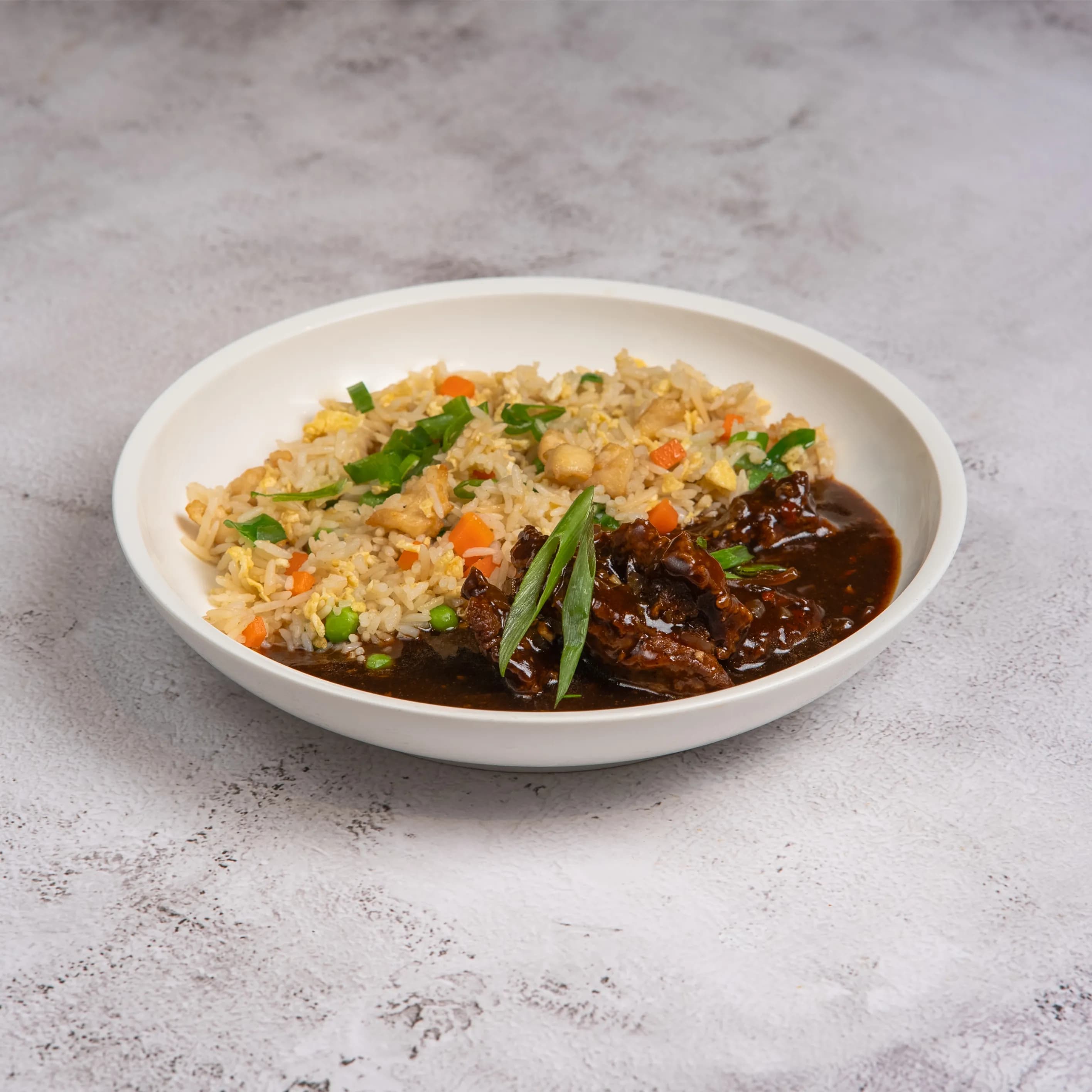 Beef in Black Pepper and Fried Rice Meal