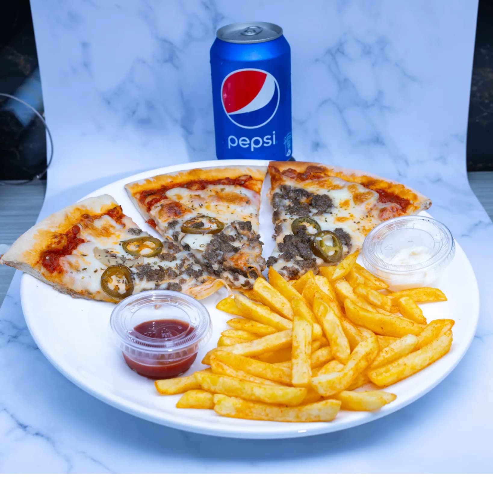 3 Slices Pizza &fries&soft Drink