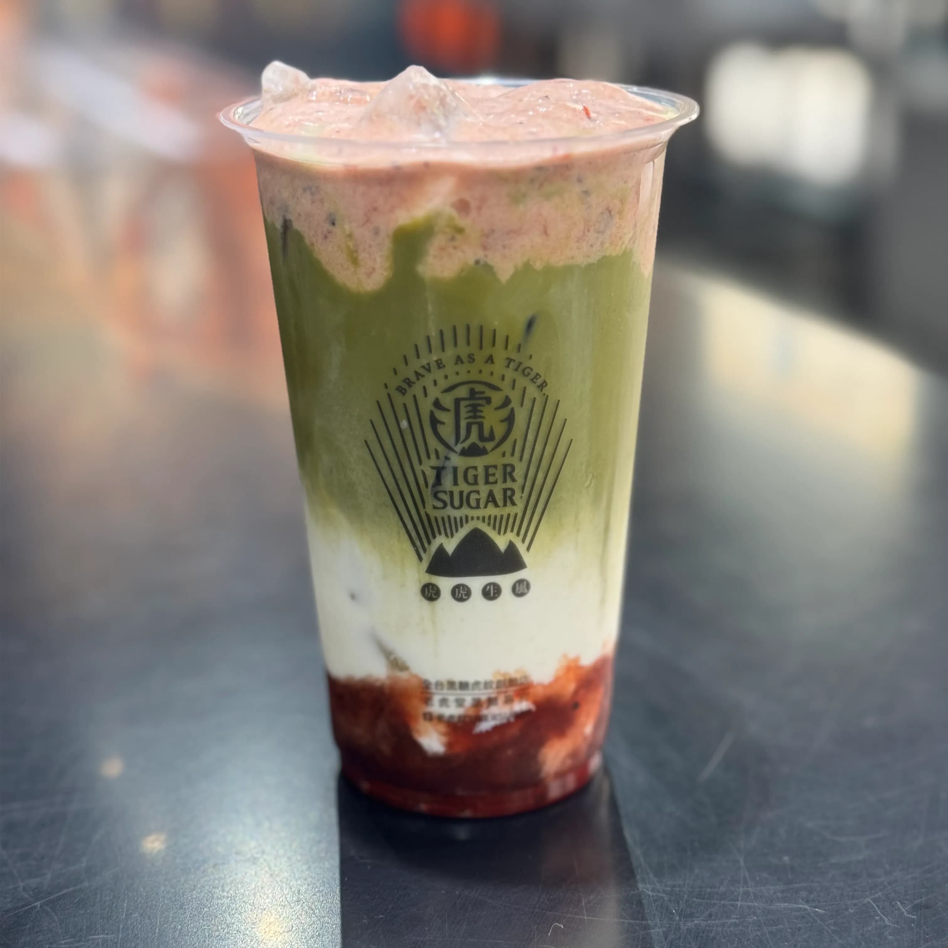 Strawberry Matcha with Cream Mousse