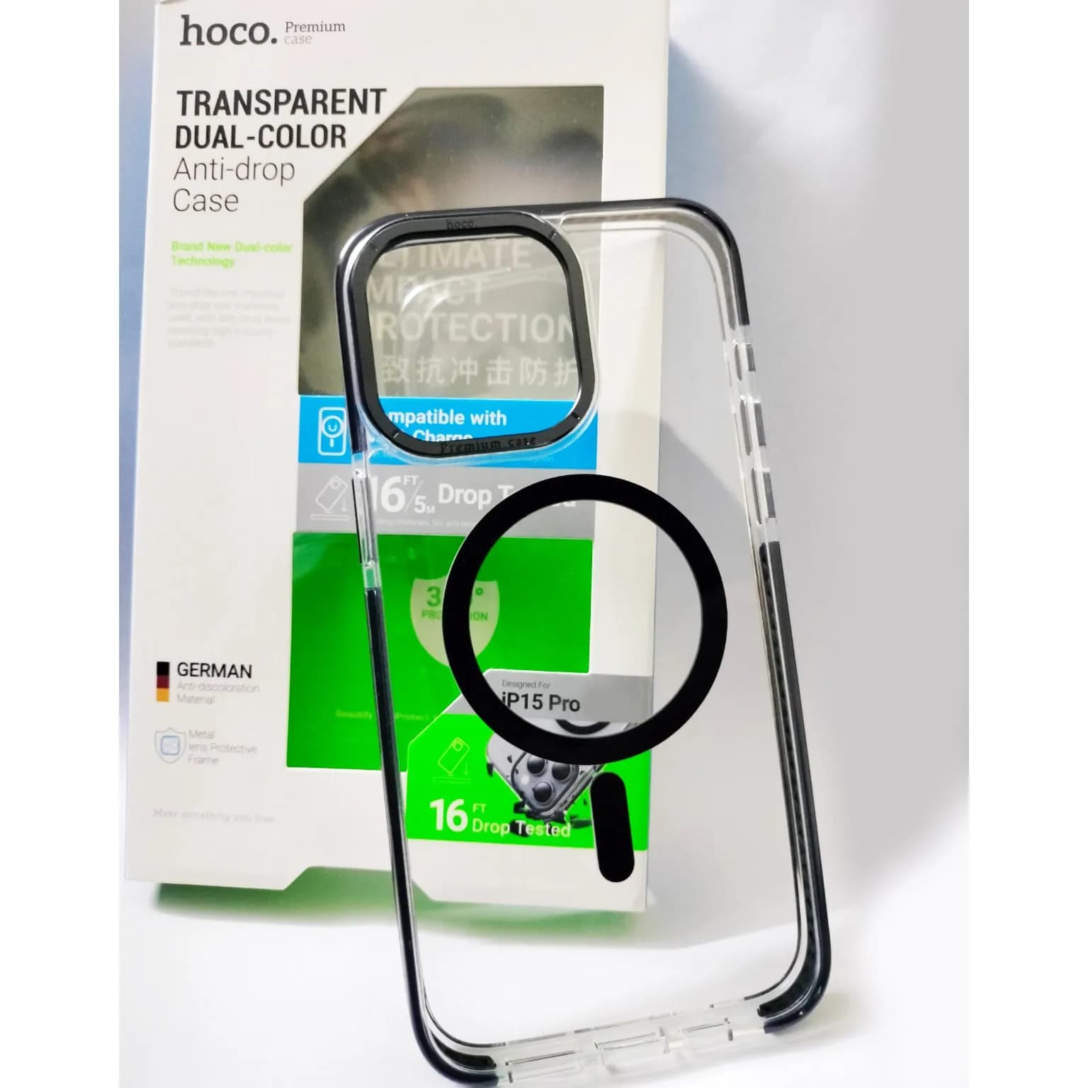 Hoco Premium Case 15 PRO Transparent Dual Color Anti-drop Magsafe Case.