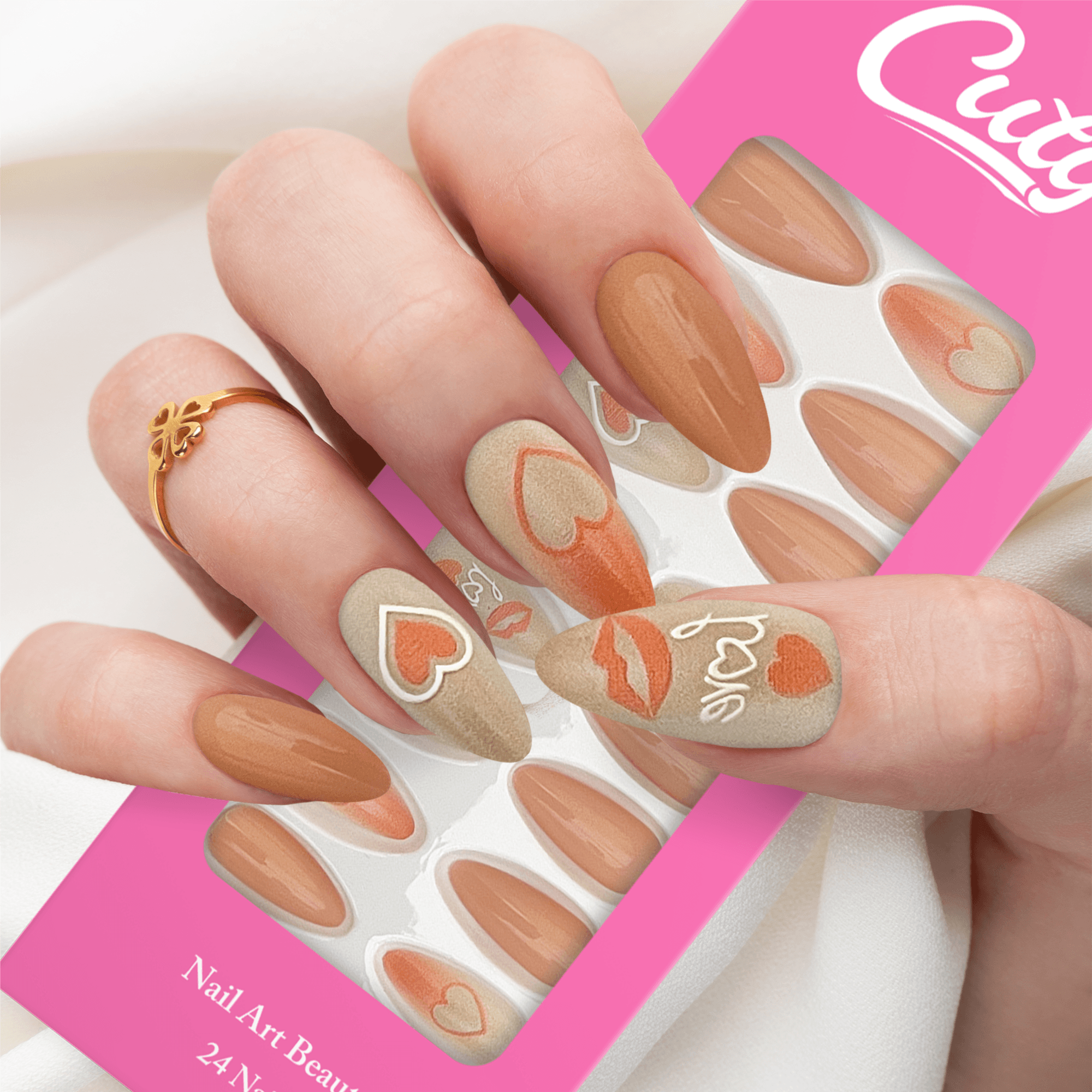 Cuty Nails Set: Flawless Acrylic Nails With Jelly Tape Adhesion - Sweetheart Blush