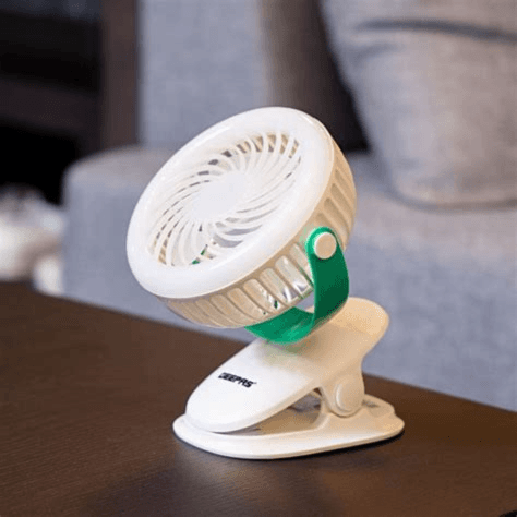 جيباس Gf21137 2 في 1 مروحة مشبك قابلة للشحن مع ضوء Led