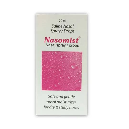 Nasomist Saline Nasal Spray/drops Nasal Moisturiser For Dry & Stuffy Nose 20ml