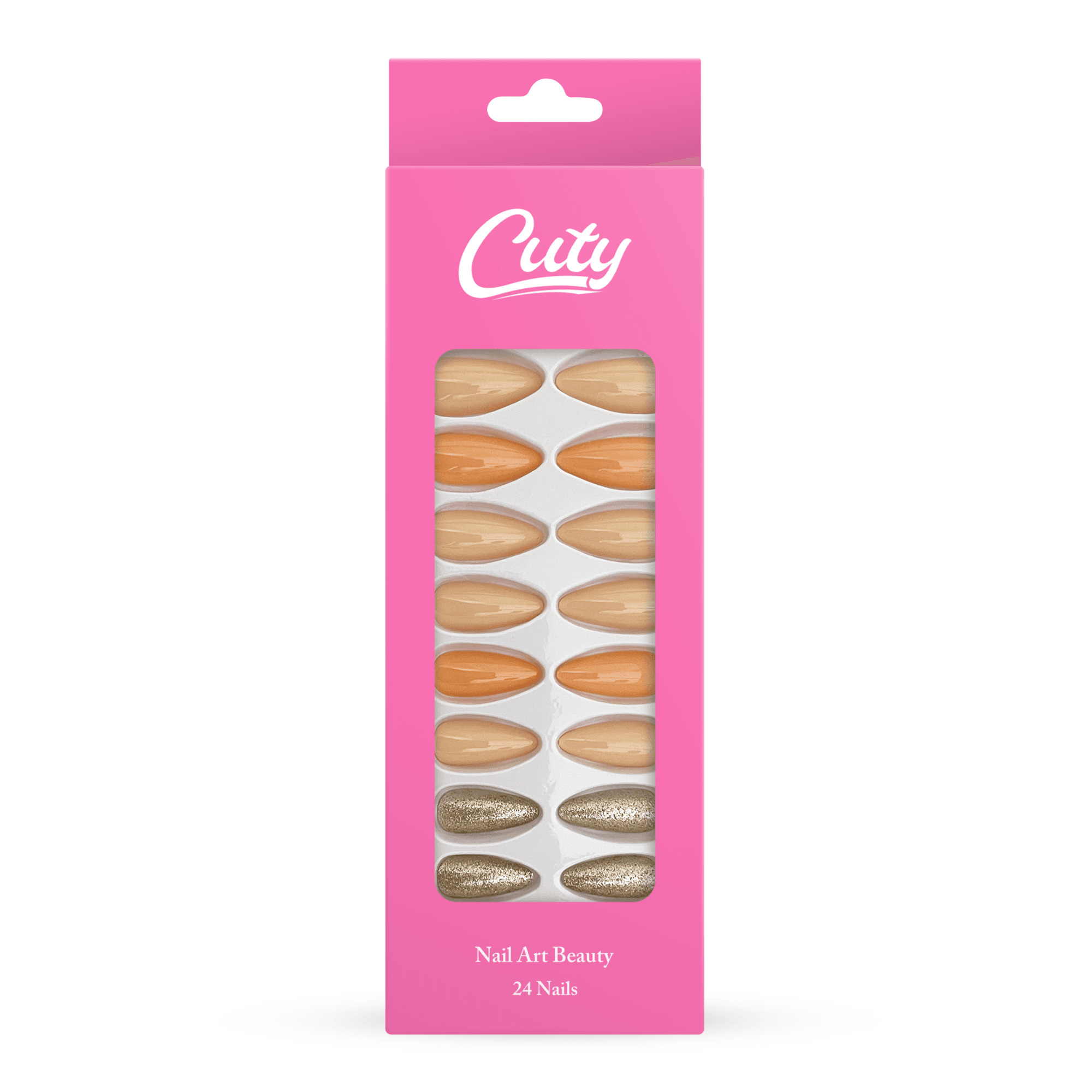 Cuty Nails Set: Flawless Acrylic Nails with Jelly Tape Adhesion - Sunset Peach