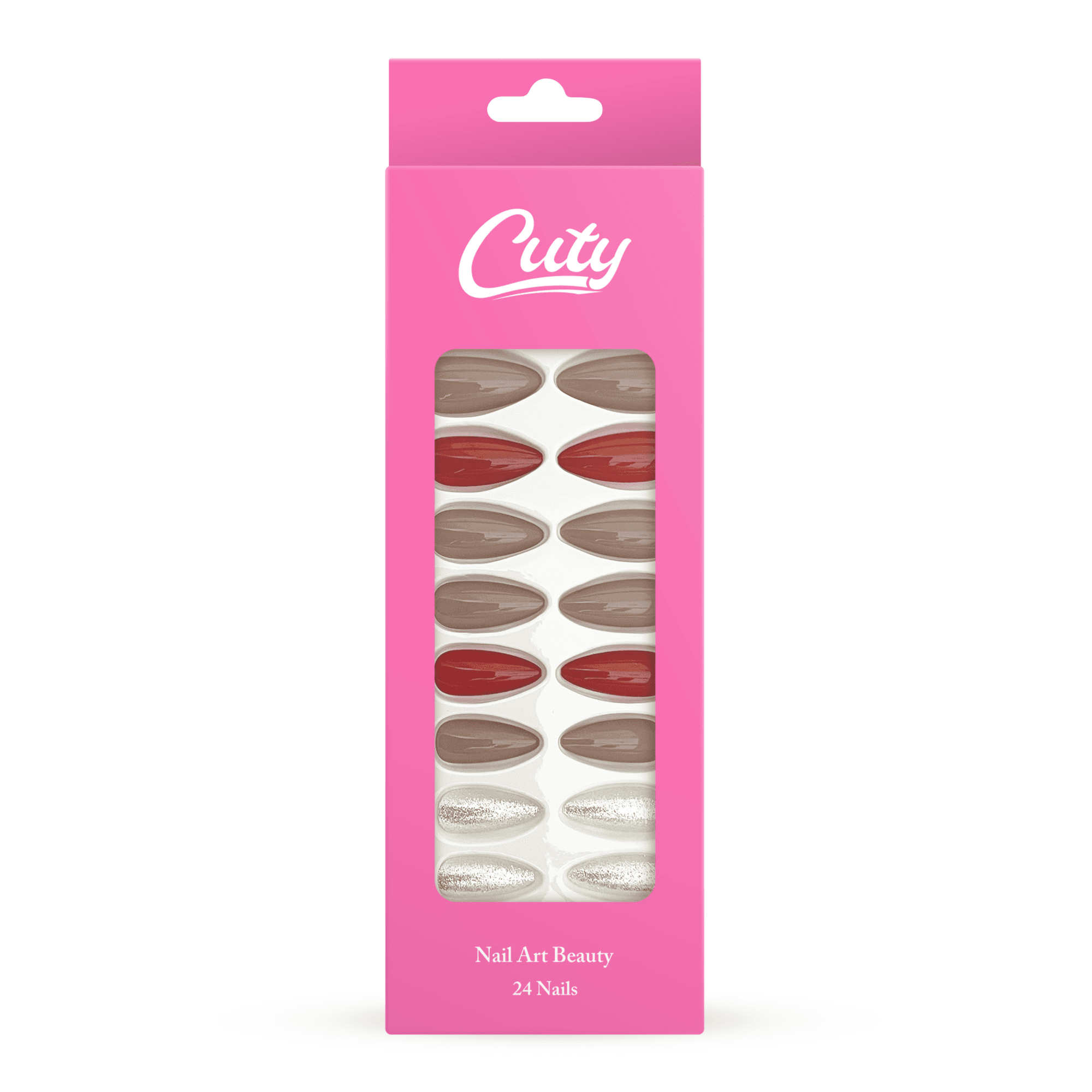 Cuty Nails Set: Flawless Acrylic Nails With Jelly Tape Adhesion - Deep Red