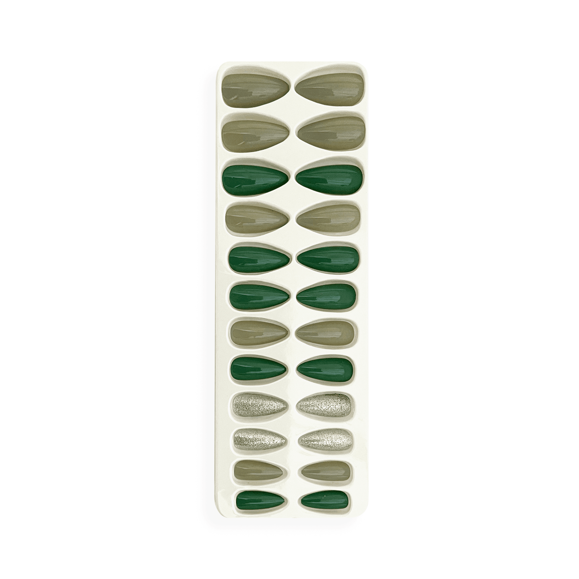 Cuty Nails Set: Flawless Acrylic Nails With Jelly Tape Adhesion - Emerald Sparkle
