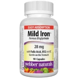 Webber Natural Mild Iron 28Mg With Folic Acid B12 And C 90S