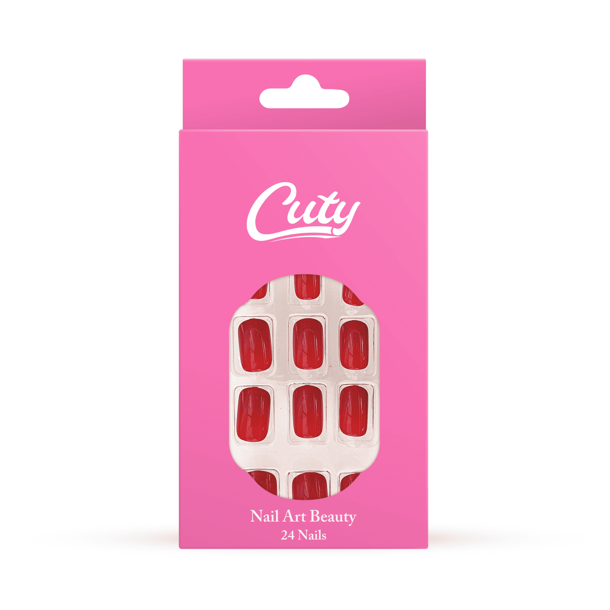 Cuty 24 Sticky Nails (Built-In Jelly Stickers) - Red