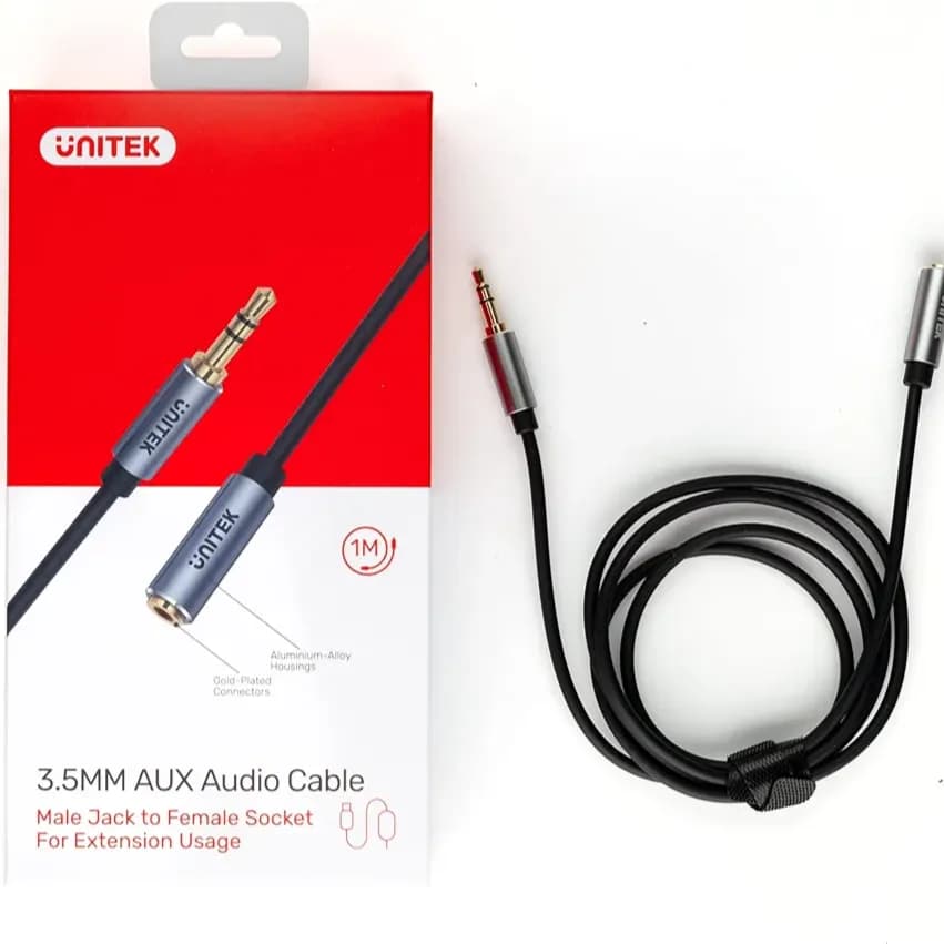 Male Jack Female Socket Aux Audio Cable 1m