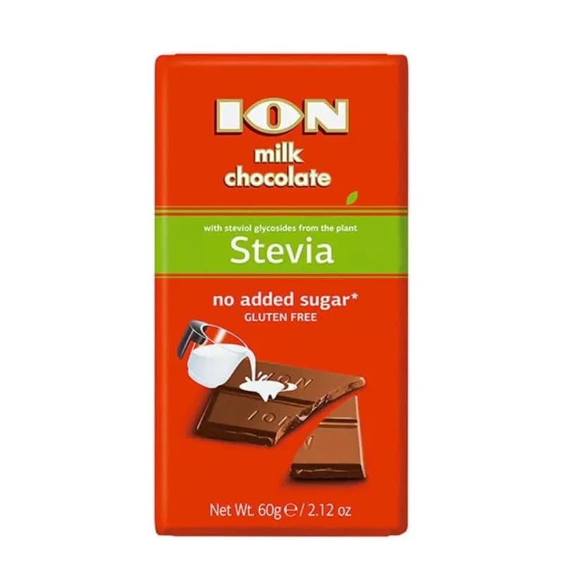 Ion Milk Chocolate Stevia No Added Sugar Gluten Free 60G 2.12 Oz