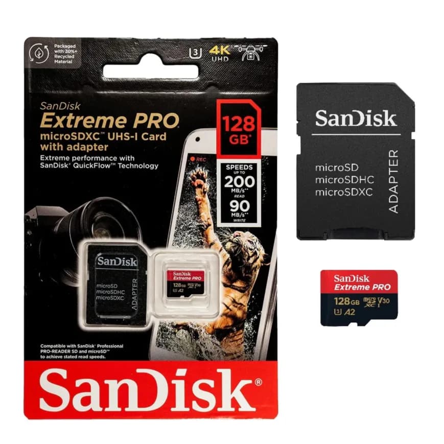 Sandisk Extreme Pro 128Gb 200Mb/S Memory Card With Adapter For CAMERA