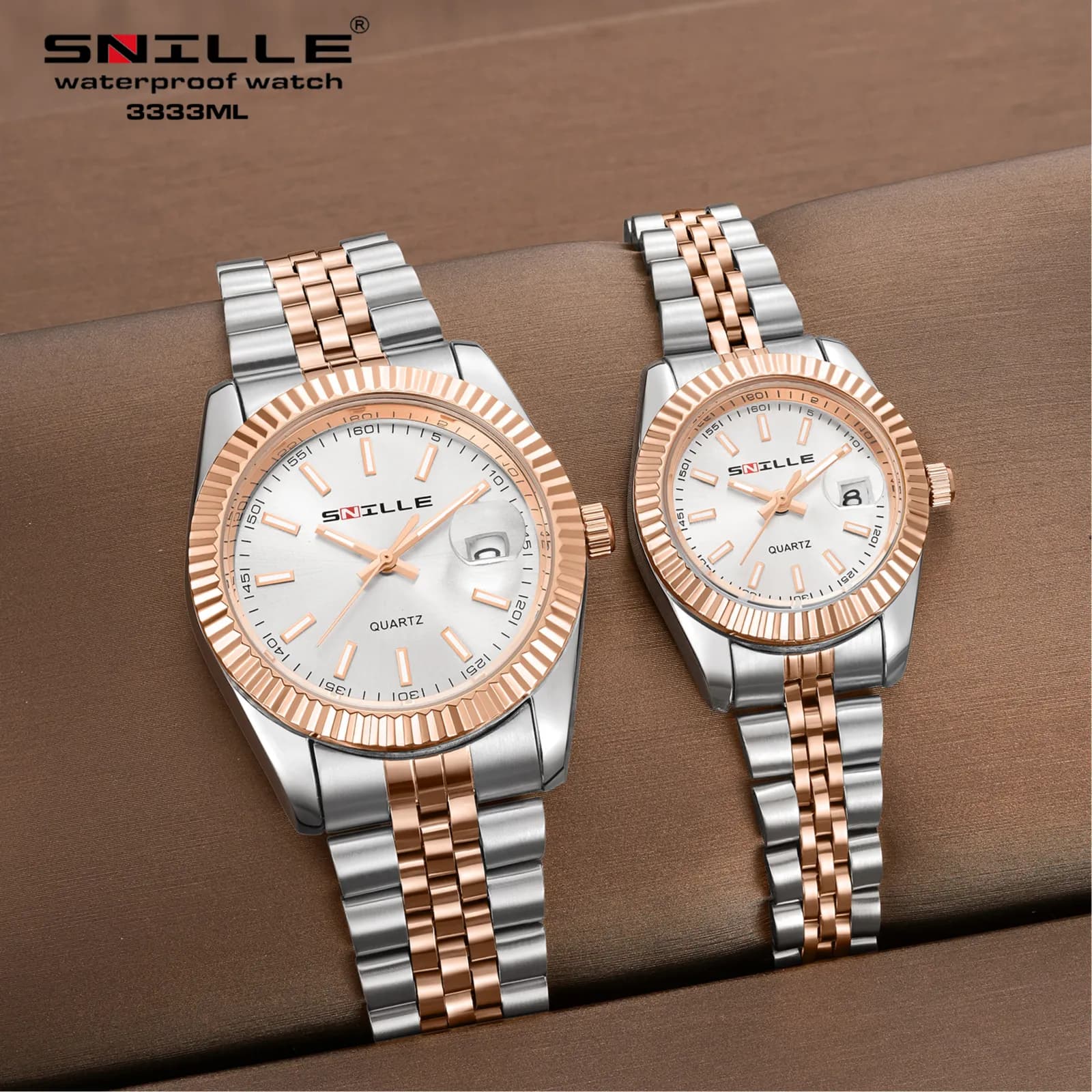 Snille Couple Wrist Watch Colour Silver Gold Waterproof