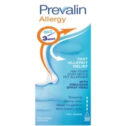 Prevalin Allergy Adult Nasal Spray For Fast Allergy Relief 120 Doses 20Ml