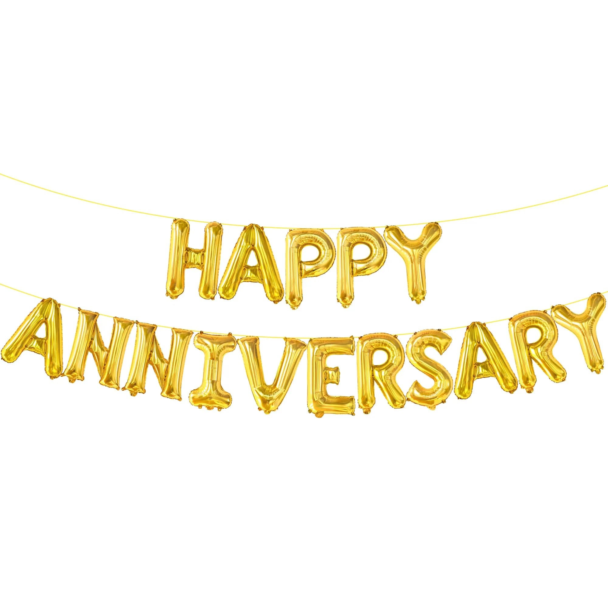 Happy Anniversary Balloon Banner Gold