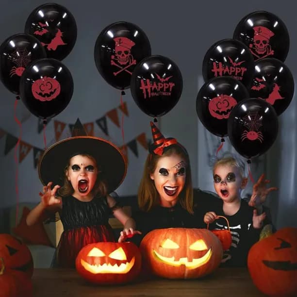 Helium Halloween Printed Balloons - 10 Pcs Assorted