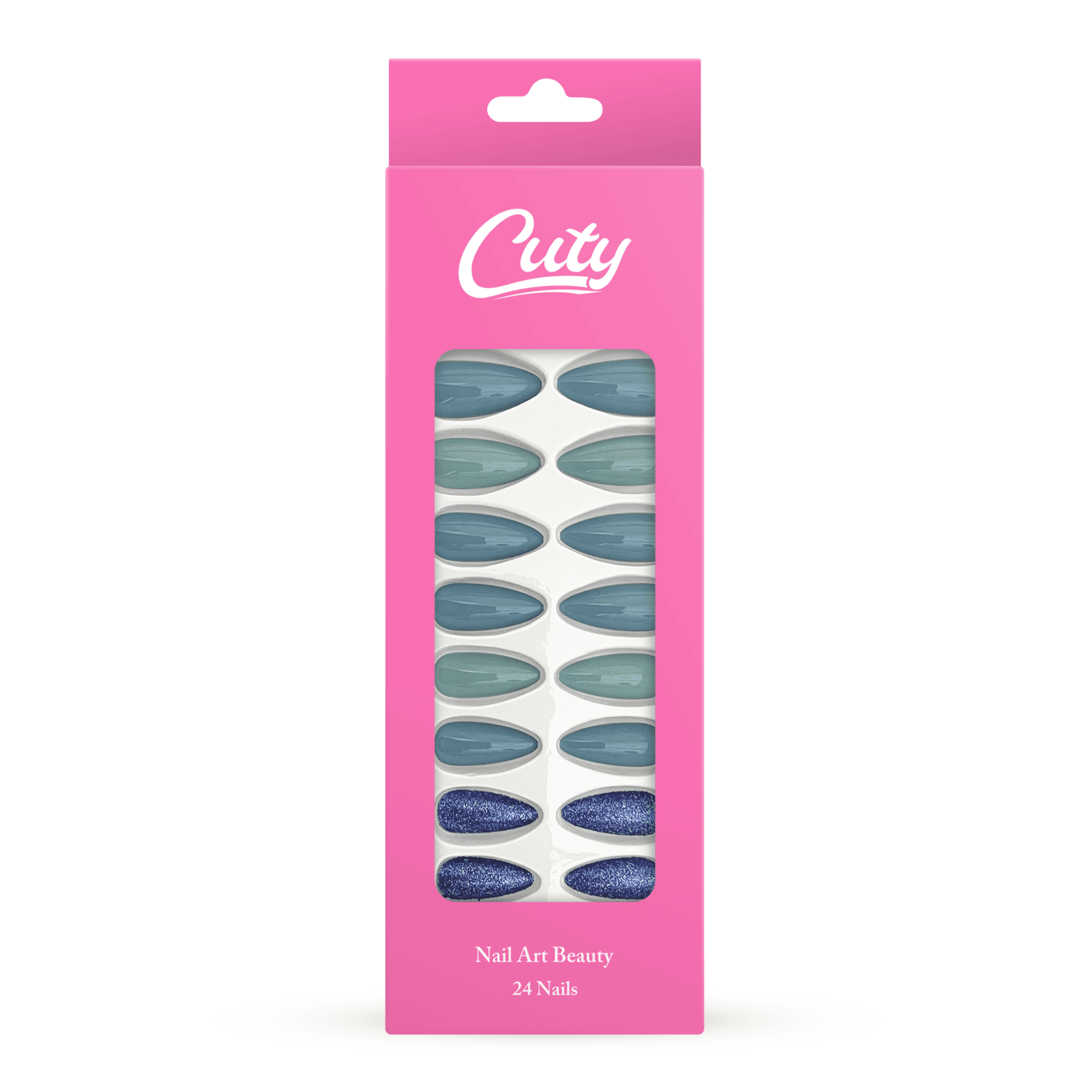Cuty Nails Set: Flawless Acrylic Nails With Jelly Tape Adhesion - Cool Turquoise