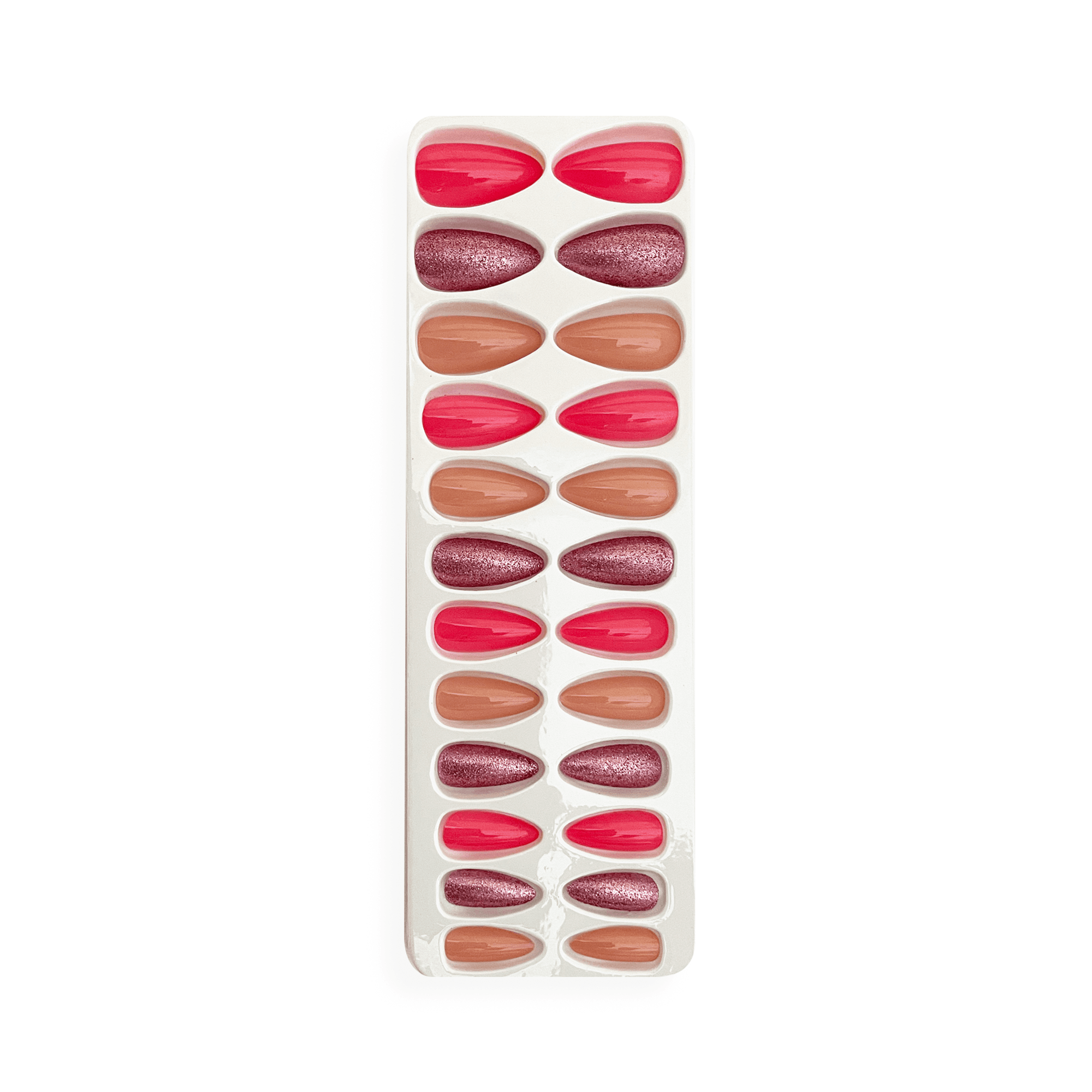 Cuty Nails Set: Flawless Acrylic Nails With Jelly Tape Adhesion - Hot Pink Glitter