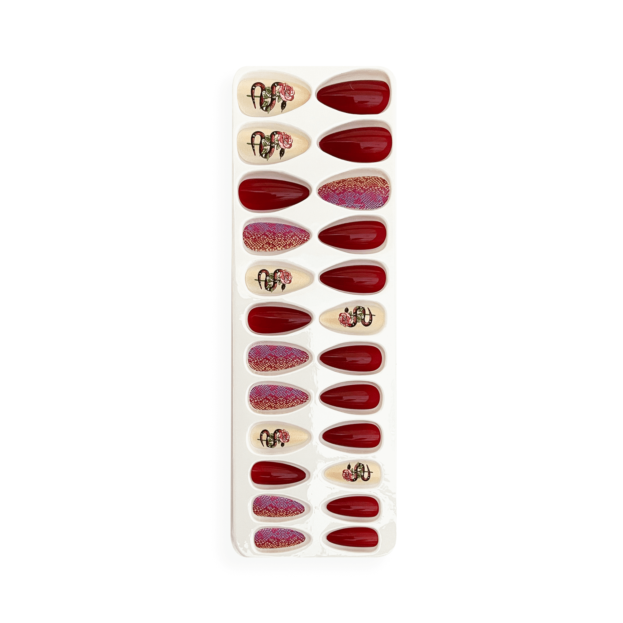 Cuty Nails Set: Flawless Acrylic Nails With Jelly Tape Adhesion - Burgundy Bliss