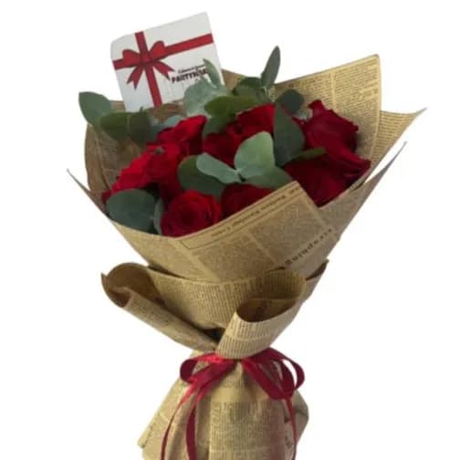 15 Red Roses Hand Bouquet