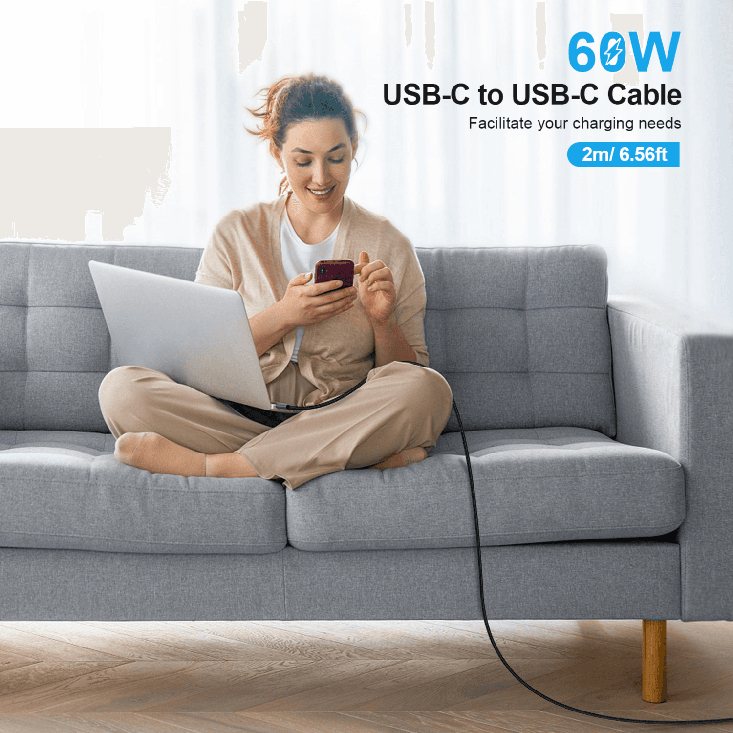 Usb-c To Usb-c  Pd60w Cable Black 2m