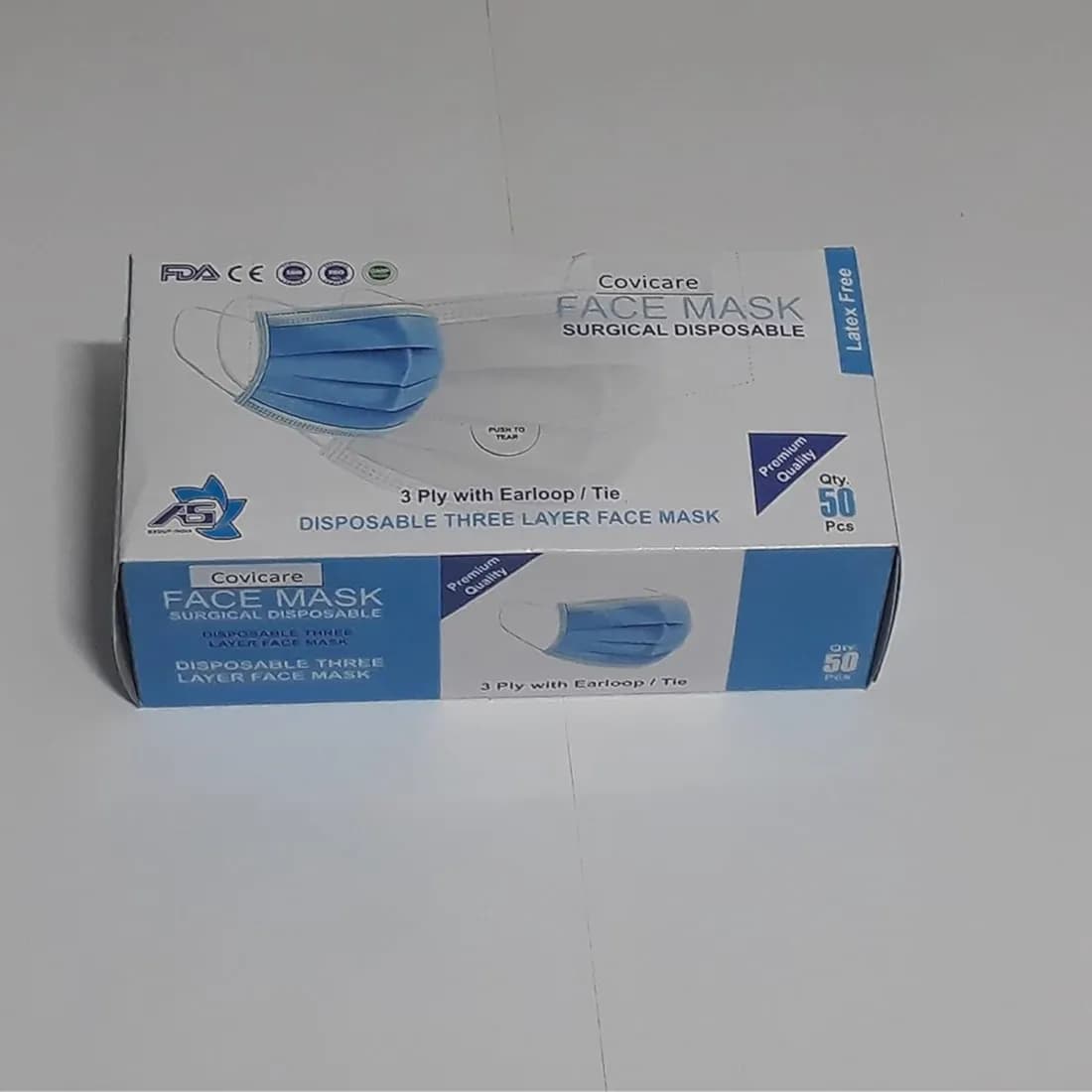 Covicare Disposable Adult Face Mask Blue 50pcs